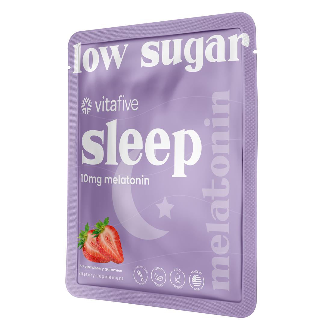 VitaFive - Low Sugar Melatonin Gummies to sleep better - Vegan - Gluten Free - Kosher - Halal
