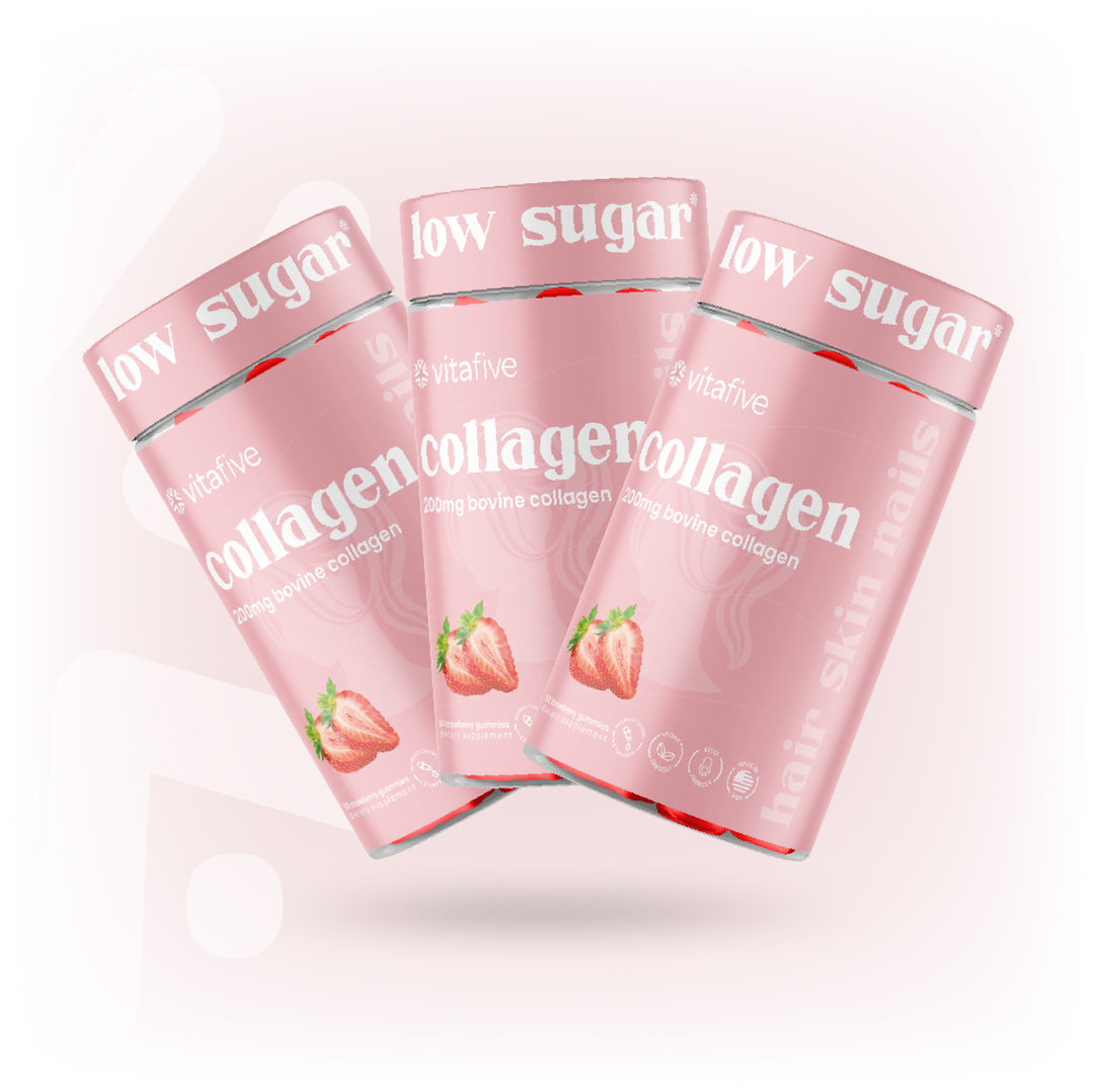 VitaFive - Low Sugar Collagen Gummies - Vegan - Gluten Free - Kosher - Halal