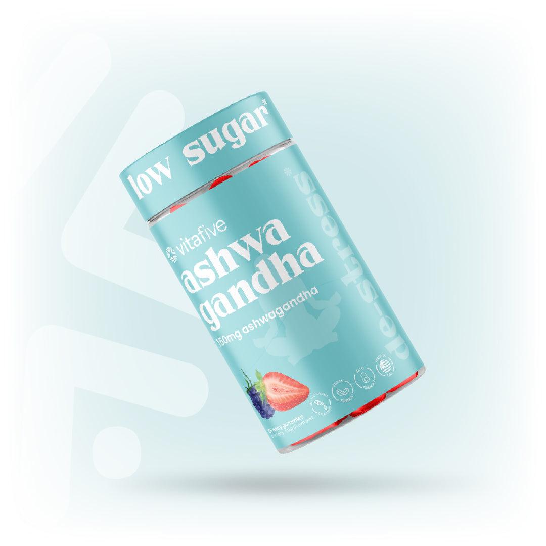 VitaFive - Low Sugar Ashwagandha Gummies - Vegan - Gluten Free - Kosher - Halal