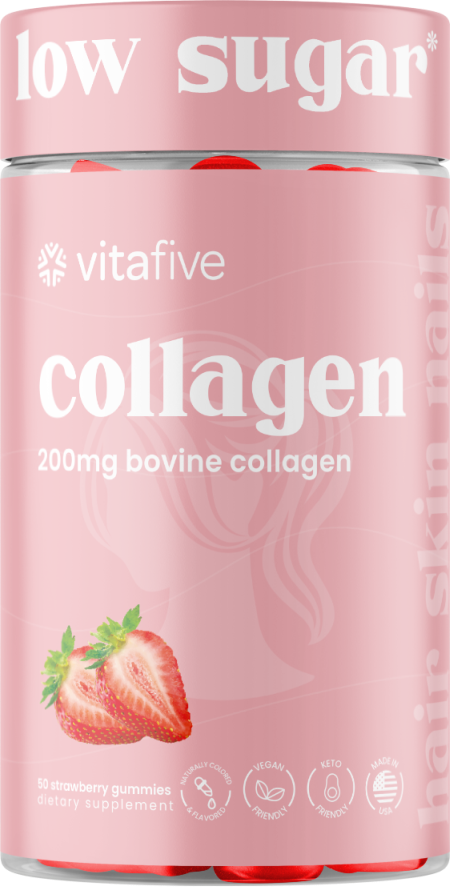 Rejuvenate your beauty with our Low Sugar Bovine Collagen Gummies! Enjoy 200mg of hydrolyzed collagen in delicious gummies—only 2g of sugar per serving!