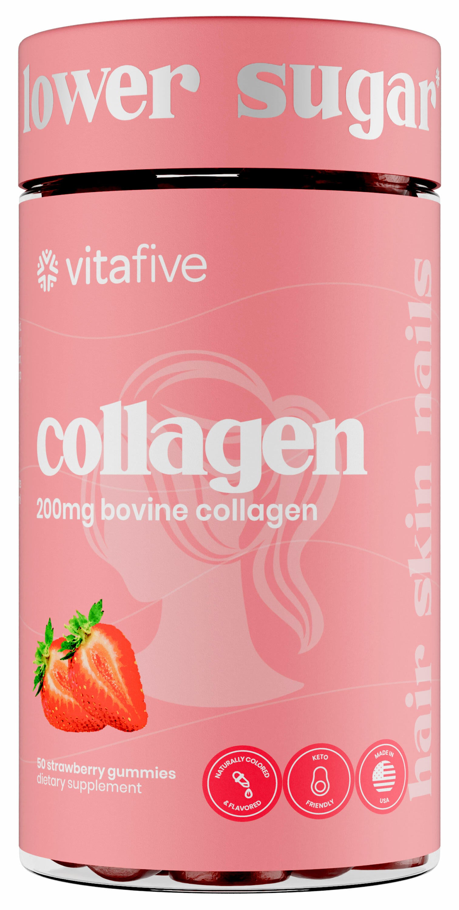 Rejuvenate your beauty with our Low Sugar Bovine Collagen Gummies! Enjoy 200mg of hydrolyzed collagen in delicious gummies—only 2g of sugar per serving!