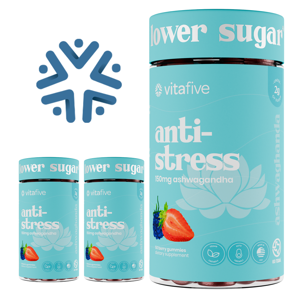 Low Sugar Ashwagandha Gummies - De-Stress vitafive