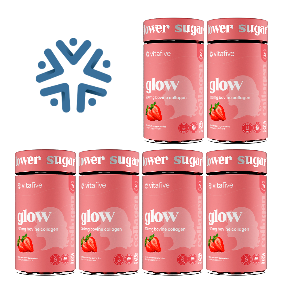 Glow - 200mg - Collagen - Low Sugar Gummies vitafive