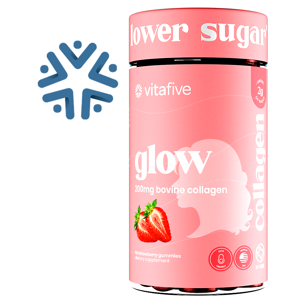 Glow - 200mg - Collagen - Low Sugar Gummies vitafive